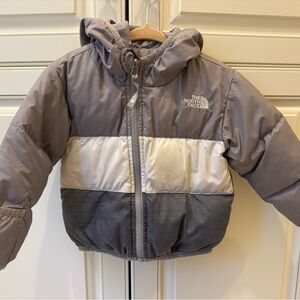The North Face Gray and Cream Hooded Jacket